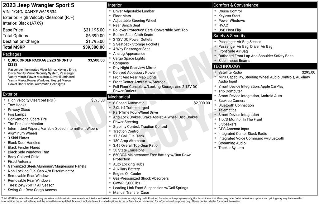 2023 Jeep Wrangler Sport S