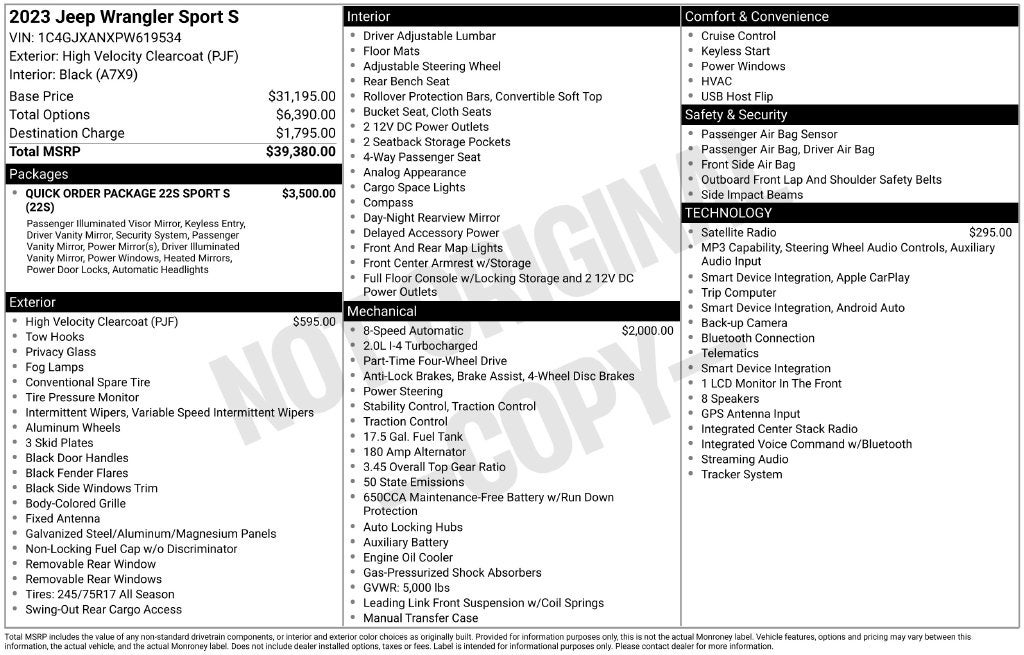 2023 Jeep Wrangler Sport S