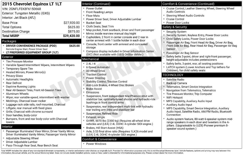 2015 Chevrolet Equinox LT 1LT
