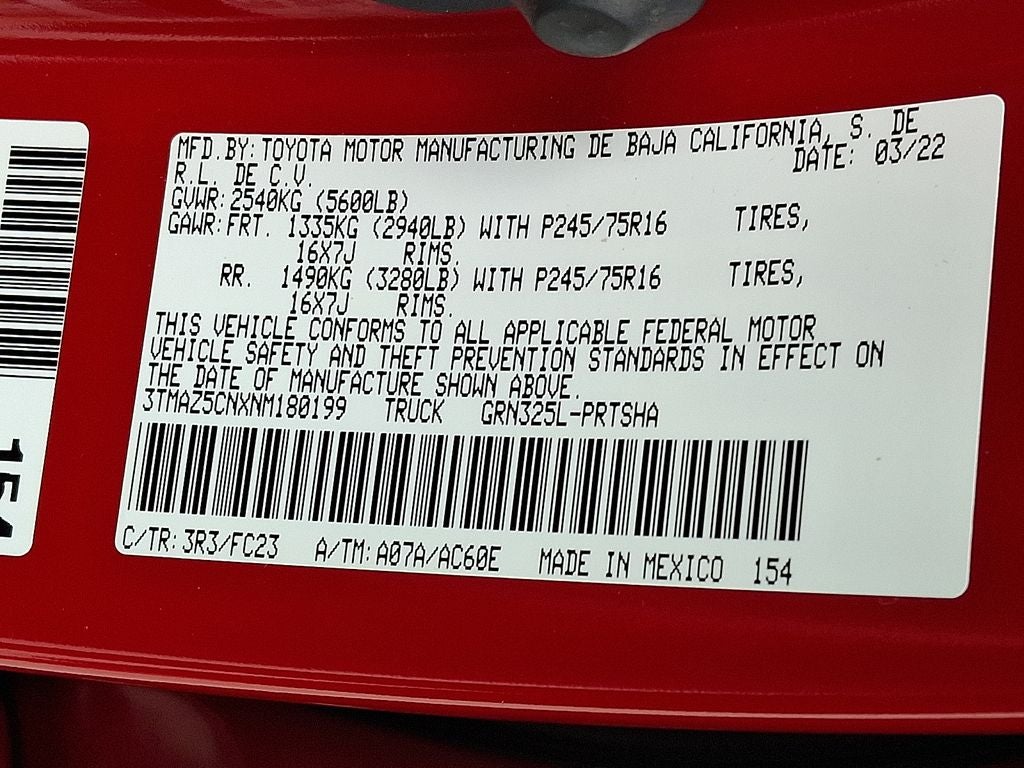 2022 Toyota TACOMA SR5 SR5 V6