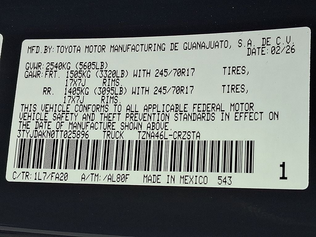 2026 Toyota Tacoma SR