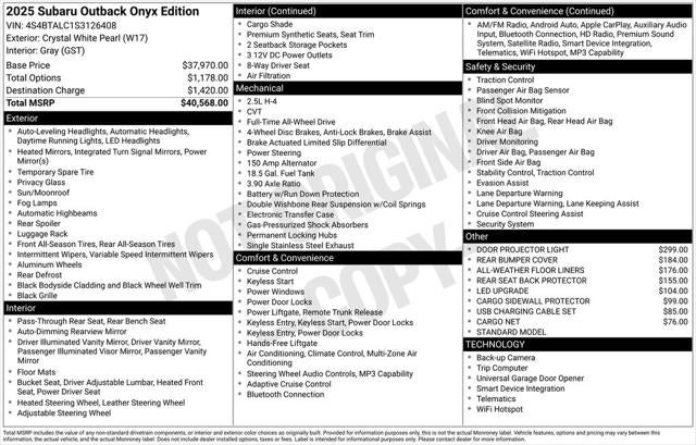 2025 Subaru Outback Onyx Edition