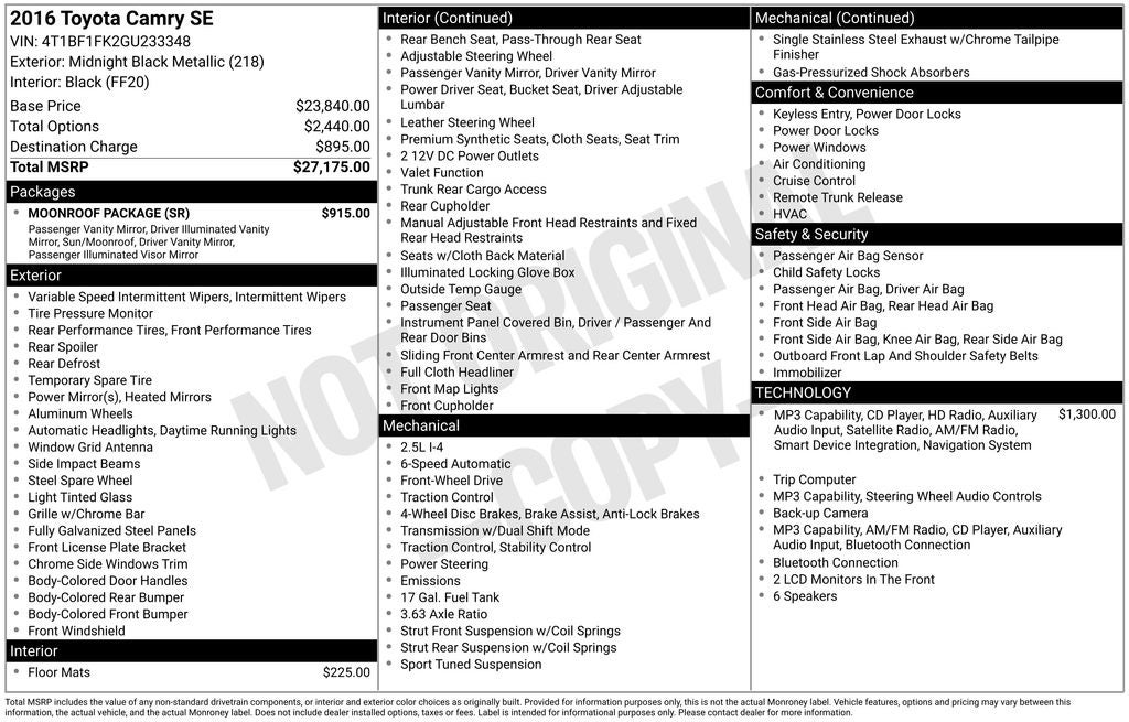 2016 Toyota Camry SE
