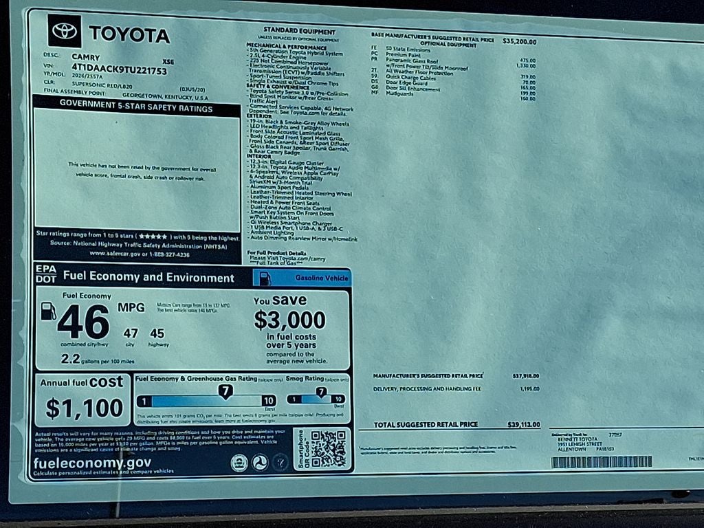 2026 Toyota Camry XSE