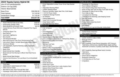 2024 Toyota Camry Hybrid SE