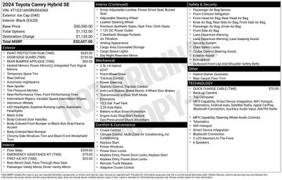 2024 Toyota Camry Hybrid SE