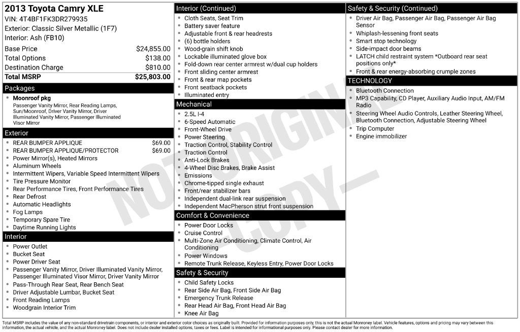 2013 Toyota CAMRY XLE