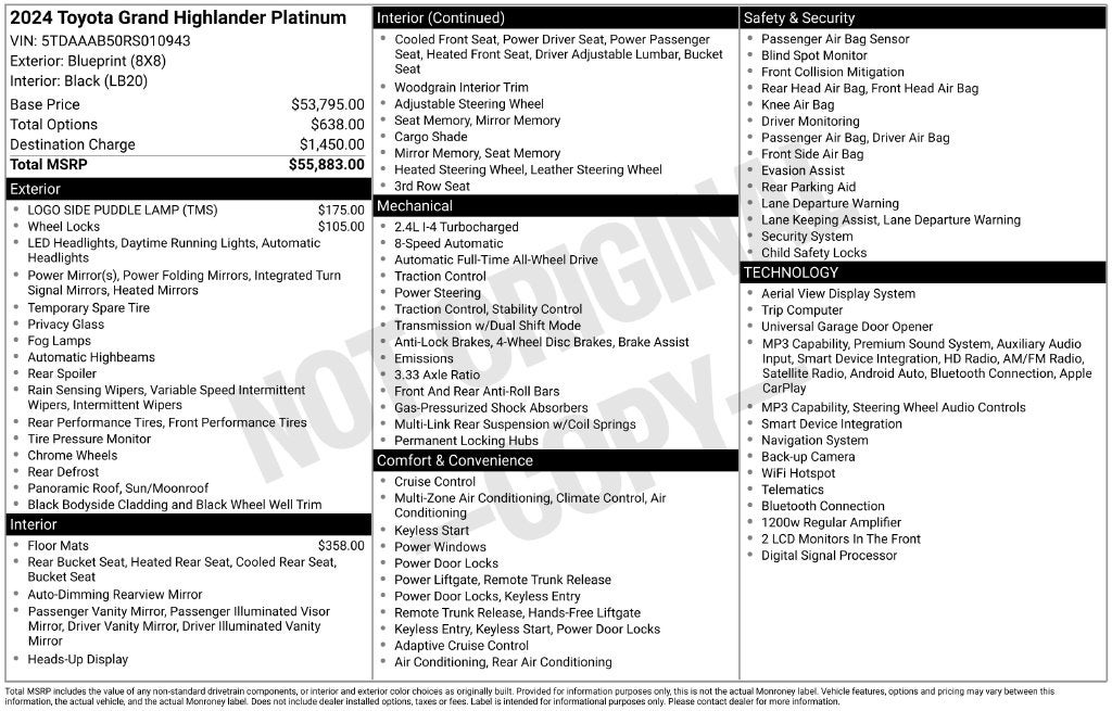 2024 Toyota Grand Highlander Platinum