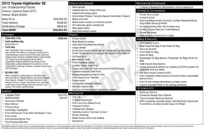 2012 Toyota HIGHLANDER SE