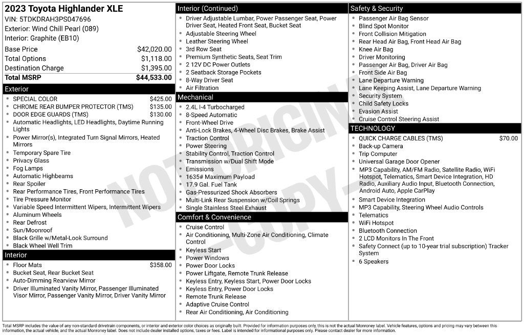 2023 Toyota Highlander XLE