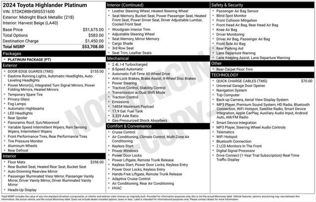 2024 Toyota Highlander Platinum