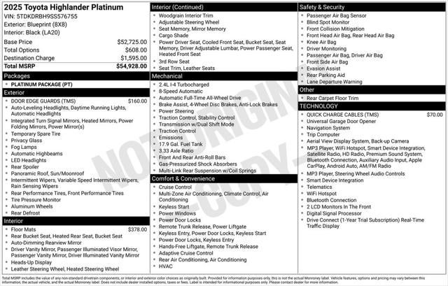 2025 Toyota Highlander Platinum