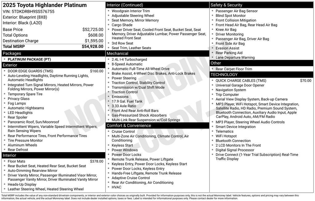 2025 Toyota Highlander Platinum