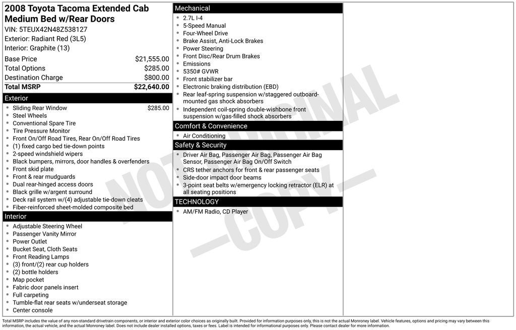 2008 Toyota Tacoma Base