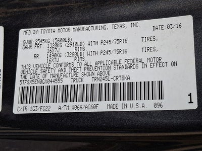 2016 Toyota TACOMA SR5 SR5