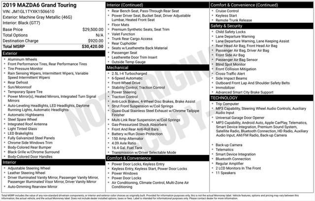 2019 Mazda Mazda6 Grand Touring